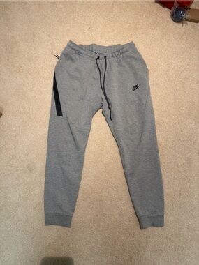 Nike Men's Gray Fleece Jogger Pants with Black Accents